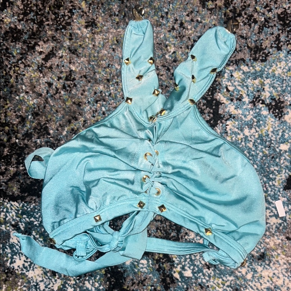 Studded Aqua Halter Top